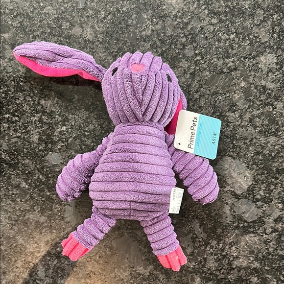 Prime Pets Purple & Pink Plush Bunny Squeaky Dog Toy NWT 11”x8” - Picture 8 of 8